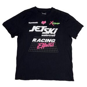 Fox Racing Kawasaki Jet Ski Racing Effects Black Graphic T-Shirt Mens XL